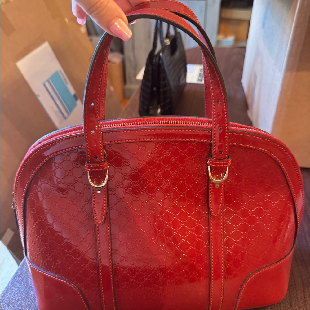 Authentic Gucci Red Patent Leather Satchel